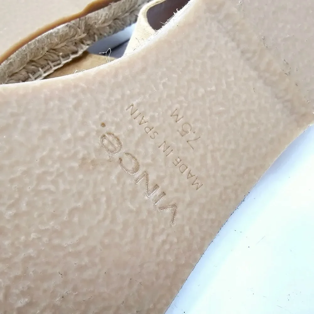 Vince Linton Espadrille Slingback Sandal Olive Wood Suede Size 7.5